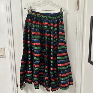 RARE Vintage Handsewn Striped Midi Skirt Size Medium